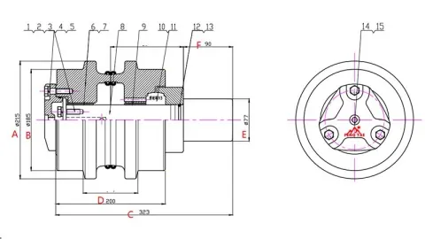 Rodillo superior para excavadora Caterpillar E345