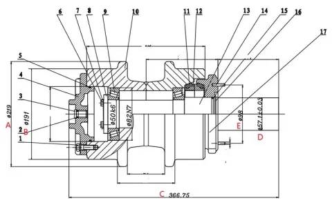 Rodillo superior para bulldozer Caterpillar D7H