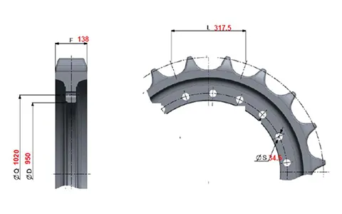 Rueda dentada para excavadora Komatsu PC2000  