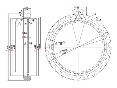 Rueda dentada para excavadora Komatsu PC1250  