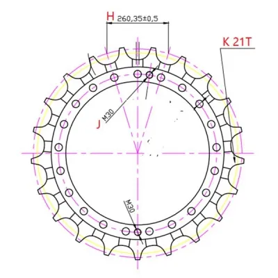Rueda dentada para excavadora Caterpillar E365