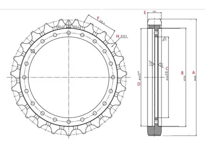Rueda dentada para excavadora Caterpillar E350  
