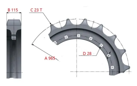 Rueda dentada para excavadora Caterpillar E390