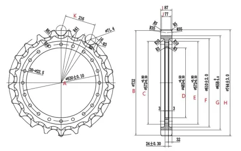Piñón para excavadora Hitachi EX300  