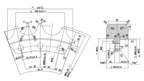 Segmento de rueda dentada para bulldozer Komatsu D155  
